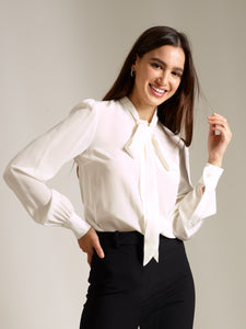 Pussy-Bow Blouse In Silk