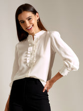 Load image into Gallery viewer, White - Gayle Ruffle Shirt in silk
