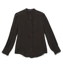 Load image into Gallery viewer, Black Gayle Ruffle Shirt in silk
