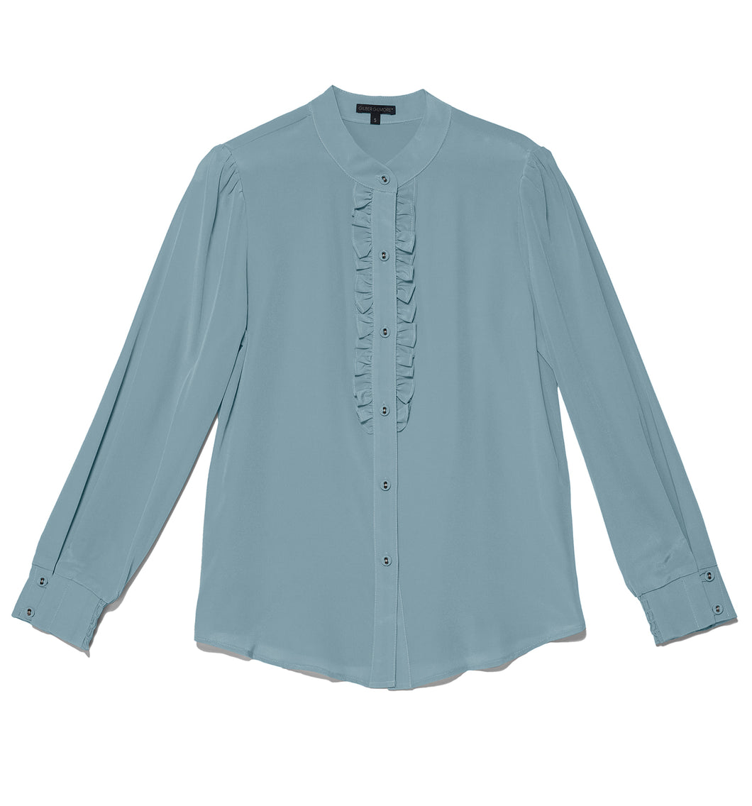 Dark Skylight -Gayle Ruffle Shirt in silk