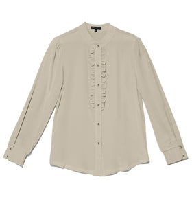 Bone  - Gayle Ruffle Shirt In Silk